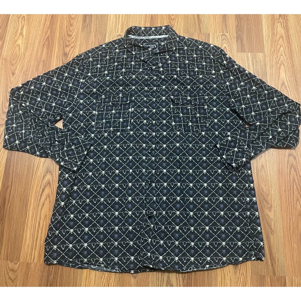 Cowboy Hardware Shirt Mens Extra Large Western Skull Snap Button